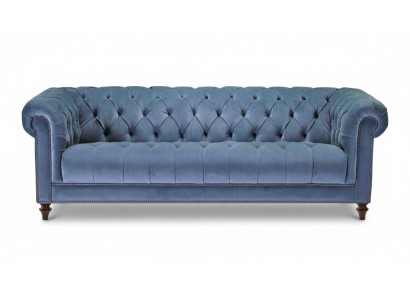 Jasnoniebieskie Trzyosobowe Materiałowe Kanapy Chesterfield Design Podkładka Sofy Oryginał Nowe