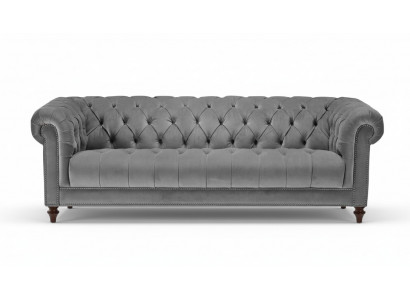 Trzyosobowa szara materiałowa kanapa do salonu Podkładka Sofa Sofy Chesterfield