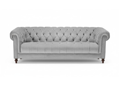 Jasnoszara Trzyosobowa Chesterfield Nowy Materiał Sofy do Salonu Podkładka Sofa Sofy