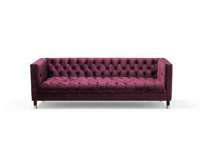 Burgundowa Trzyosobowa Materiałowa Sofa Do Salonu Podkładka Sofa Chesterfield Nowość