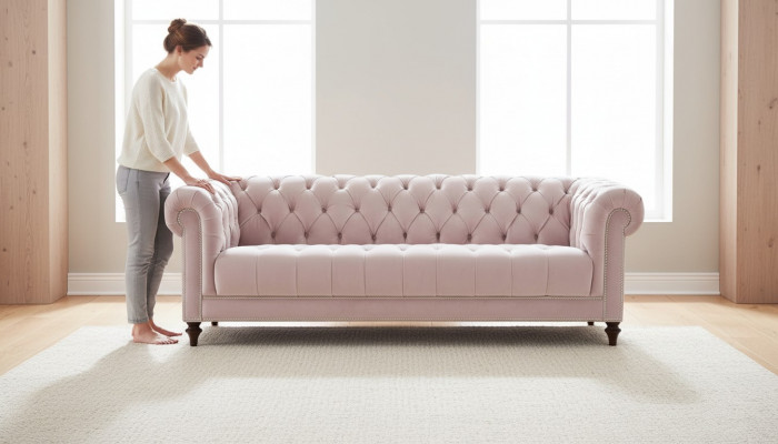 Chesterfield Stare Różowe Różowe Nowe Trzyosobowe Kanapy Materiałowe Podkładka Sofa Sofy