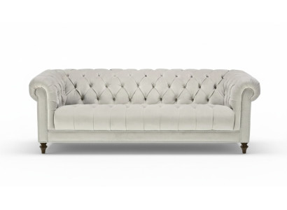 Sofy Trzyosobowe Srebrne Materiał Design Podkładka Sofy Oryginał Chesterfield Nowe