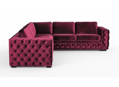 Fioletowa kanapa Chesterfield luksusowa Aksamit Materiał komplet wypoczynkowy Przyciski Podkładka Nowość