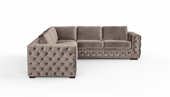 Kanapa Chesterfield luksusowa sofa Aksamit Material Przyciski Podkładka nowa beżowa