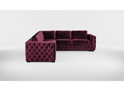Burgundowa Narożnikowa kanapa Chesterfield Aksamit Materiał Meble Nowa sofa do salonu o nowoczesnym designie