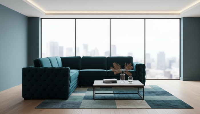 Green Narożnikowa kanapa Żywy krajobraz Couch Zestaw narożny Podkładka Meble Design Chesterfield