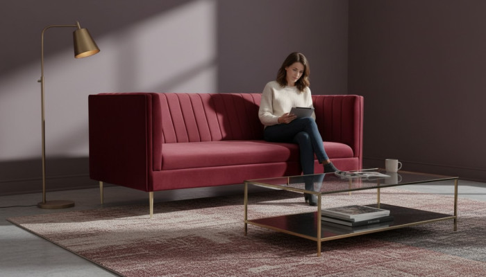 Bordaux czerwony luksusowy kanapa tapicerowana sofa burgundzka dwuosobowa sofy kanapy salon