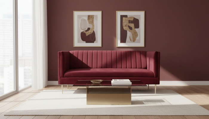 Bordaux czerwony luksusowy kanapa tapicerowana sofa burgundzka dwuosobowa sofy kanapy salon