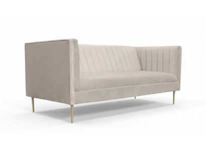 Włoskie meble trzyosobowa sofa z nowoczesnym designem, pokryte tekstylną tkaniną w kolorze beżowym.