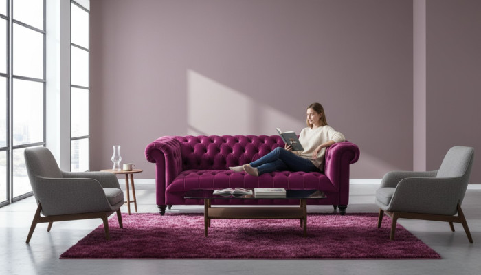 Różowe Trzyosobowe Materiałowe Kanapy Chesterfield Design Podkładka Sofy Oryginał Nowe