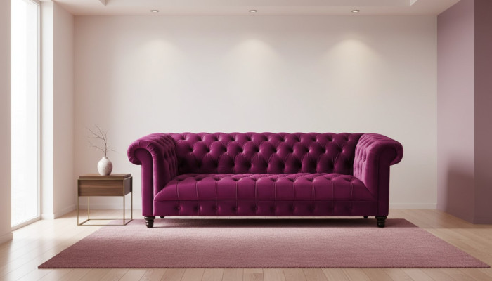 Różowe Trzyosobowe Materiałowe Kanapy Chesterfield Design Podkładka Sofy Oryginał Nowe