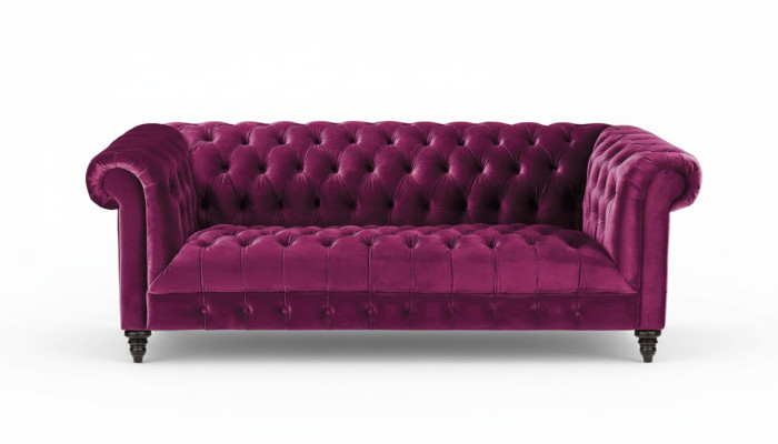 Różowe Trzyosobowe Materiałowe Kanapy Chesterfield Design Podkładka Sofy Oryginał Nowe