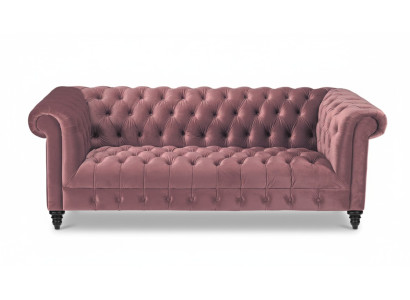 Fuksja Aksamit Couch Luksusowa Podkładka Chesterfield Meble Sofa z Przyciskami trzyosobowa