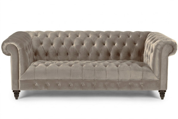 Beżowa Aksamit Couch Luksusowa Podkładka Chesterfield Meble Sofa z Przyciskami trzyosobowa