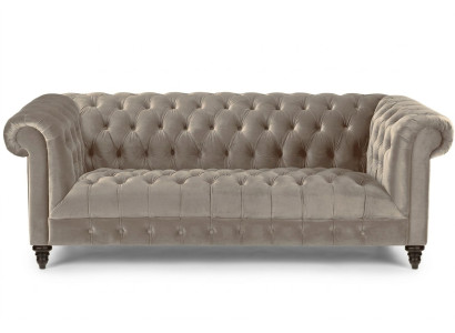 Beżowa Aksamit Couch Luksusowa Podkładka Chesterfield Meble Sofa z Przyciskami trzyosobowa