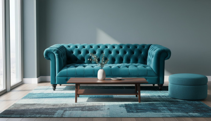 Chesterfield Turkis Aksamit Couch Luksusowa Podkładka Meble Sofa z Przyciskami trzyosobowa