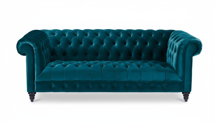 Chesterfield Turkis Aksamit Couch Luksusowa Podkładka Meble Sofa z Przyciskami trzyosobowa