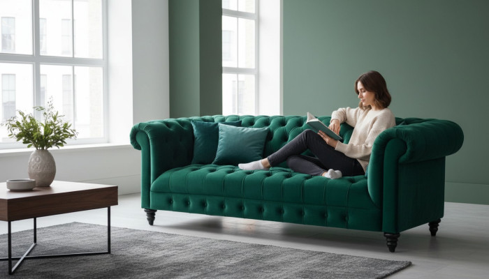 Chesterfield Turkis Couch Luxury Podkładka Meble Sofa z Przyciskami Trzyosobowa Aksamit
