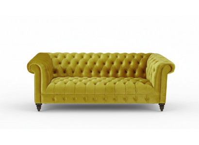 Żółta Trzyosobowa Kanapa Chesterfield Nowoczesny Design Sofa Materiałowa Nowe Oryginalne Meble