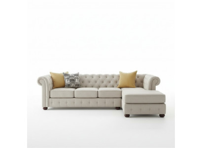 Sofa narożne Beżowa dzielnica wypoczynkowa Tapczan Wkład Chesterfield Meble Design