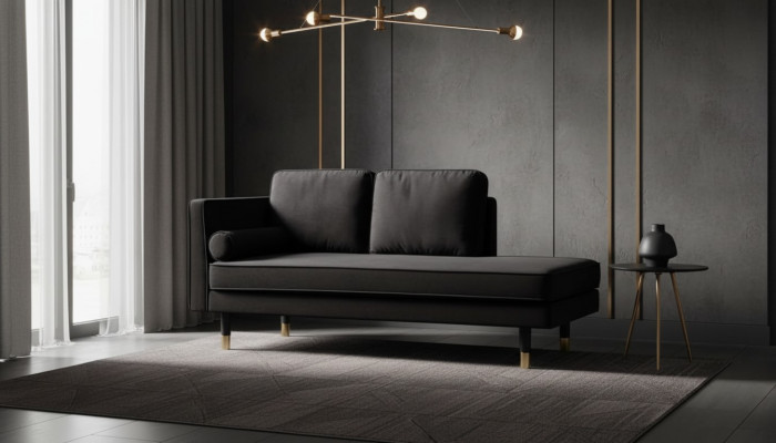 Szezlong Creative Meble Nowy salon Nowoczesny design Czarna sofa