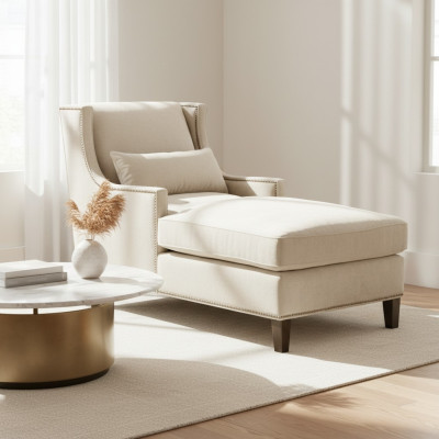 Leżaki Meble Ottoman Living Room Design Sofa Beżowy materiałowy leżak