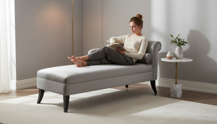 Szezlong Kreatywne Meble Salon Nowoczesny Design Sofa Materiał Srebro