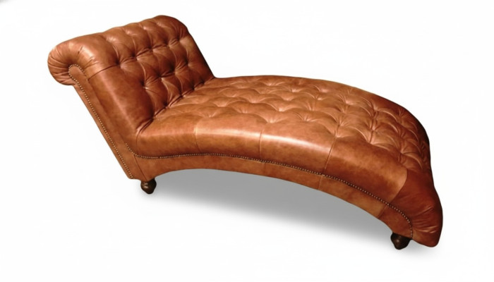 Chesterfield Brown Szezlong Meble Leżak Salon Nowoczesny