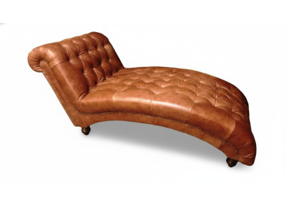 Chesterfield Brown Szezlong Meble Leżak Salon Nowoczesny