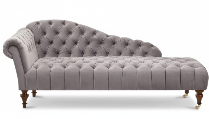 Szezlong Klasyczne Meble Beżowy Sofa do Salonu Materiał Chesterfield