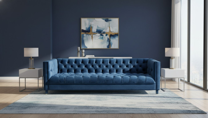 Niebieski Chesterfield Włókienniczy Nowoczesny Design Materiał Creative Meble Nowa Sofa do Salonu