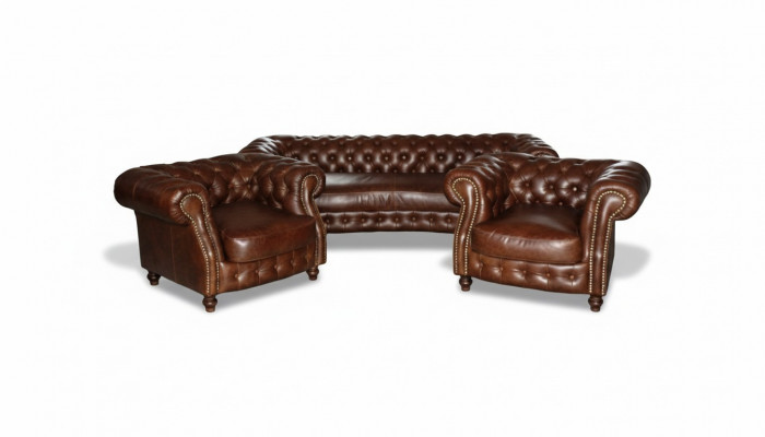 Chesterfield Brown Narożnikowa kanapa Sofa Kanapa Podkładka Zestaw narożny Living Room