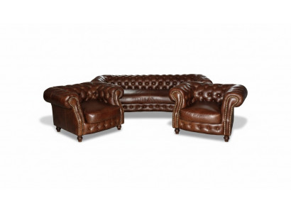 Chesterfield Brown Narożnikowa kanapa Sofa Kanapa Podkładka Zestaw narożny Living Room