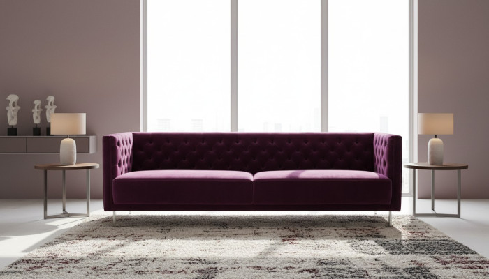 Fioletowy Chesterfield Salon Sofa Nowoczesny Design Włoski Styl Meble Meble
