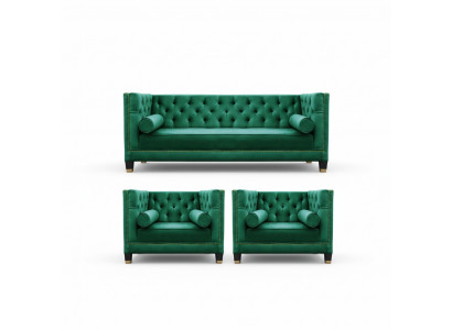 Zielony Chesterfield Kanapa Aksamitna Sofa Wzór kanapy Sofy Tapicerka 3 Miejscowa