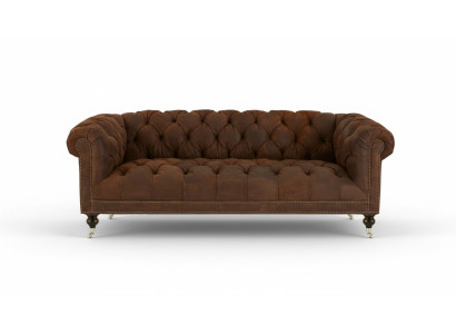 Brązowa Trzyosobowa Sofa Chesterfield Nowoczesny Design Skóra Sofa Design Meble Aksamit Materiał