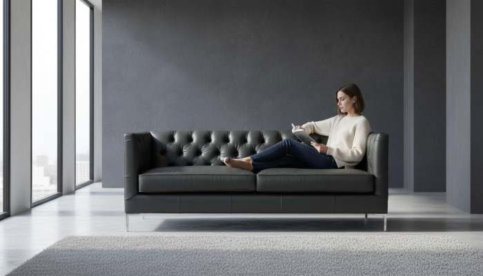Umeblowanie salonu Sofa Design Czarne Włoskie meble w stylu włoskim Stoff