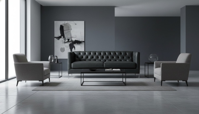 Umeblowanie salonu Sofa Design Czarne Włoskie meble w stylu włoskim Stoff