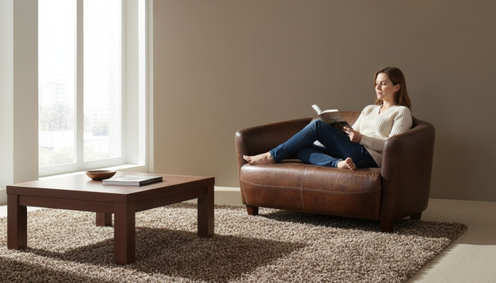 Brązowa kanapa skórzana Nowoczesne kreatywne meble do salonu, design sofaście.
