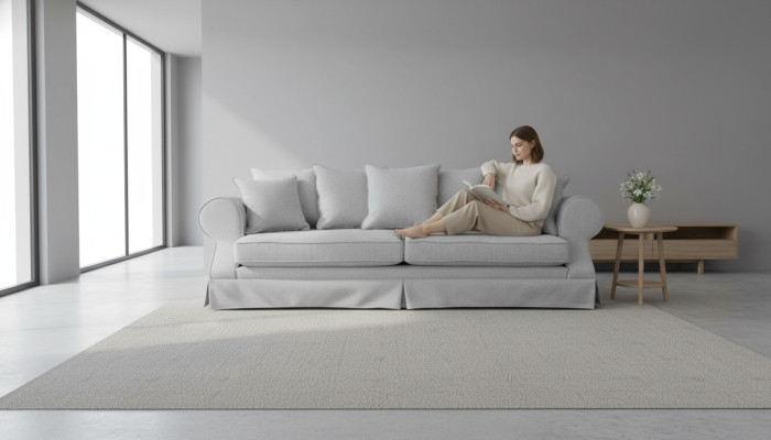 Szara Sofa Trzyosobowa Materiał Projekt Salonu Kanapy Podkładka Sofy Nowa Kreatywna