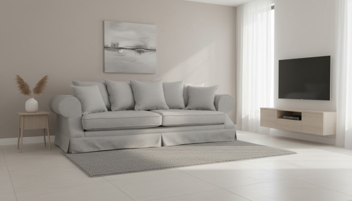 Szara Sofa Trzyosobowa Materiał Projekt Salonu Kanapy Podkładka Sofy Nowa Kreatywna