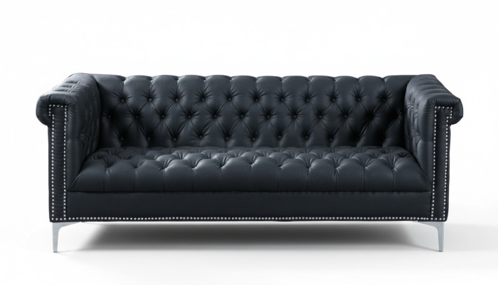 Czarne Trzyosobowe Chesterfield Nowoczesne designerskie kanapy Skóra Sofa Designer Meble