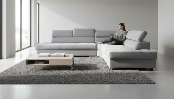 Sofa narożne Szara Big tkanina Meble Kreatywne Nowoczesny Projekt Kanapy