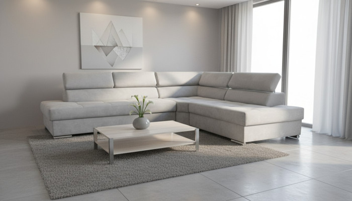 Sofa narożne Szara Big tkanina Meble Kreatywne Nowoczesny Projekt Kanapy