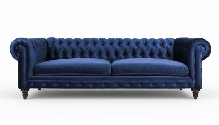 Niebieski Chesterfield Trzyosobowa Nowoczesna Sofa Wzornictwo Kanapy Meble Tkaninowe Kanapy Nowe