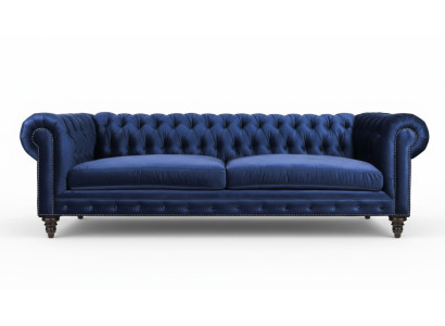 Niebieski Chesterfield Trzyosobowa Nowoczesna Sofa Wzornictwo Kanapy Meble Tkaninowe Kanapy Nowe