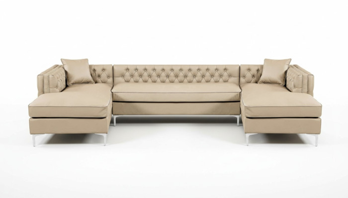 Sofa narożne Beżowa sofing Sala narożna Kanapa Chesterfield Meble Design