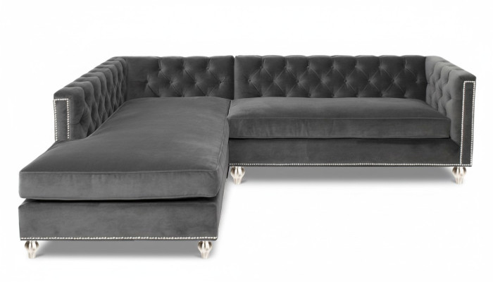 Narożnikowa kanapa Żywy krajobraz Couch Zestaw narożny Podkładka Aksamit Material Meble Design Grey