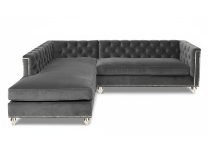 Narożnikowa kanapa Żywy krajobraz Couch Zestaw narożny Podkładka Aksamit Material Meble Design Grey