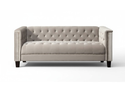 Jasnoszara Trzyosobowa Włókienniczy Chesterfield Salon Nowoczesny Design Kanapy